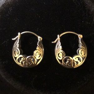 Silpada Silver Filigree Hoop Huggie Earrings